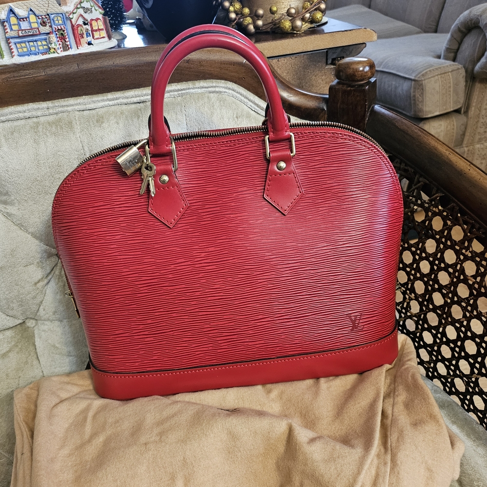 Louis Vuitton Red Epi Leather Handbag